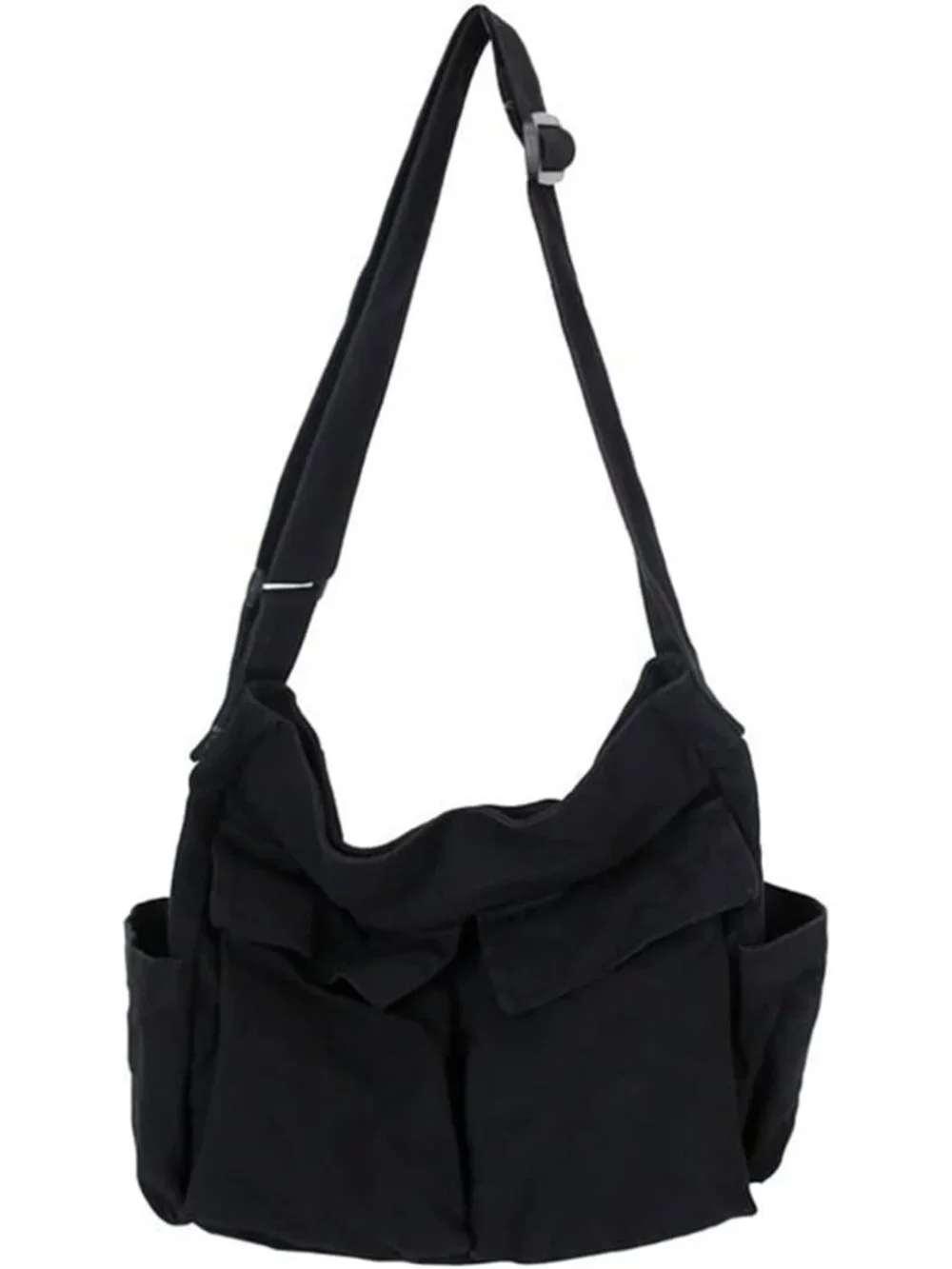 Women's Black Travel Canvas Zipper Crossbody Shoulder Laptop Bag